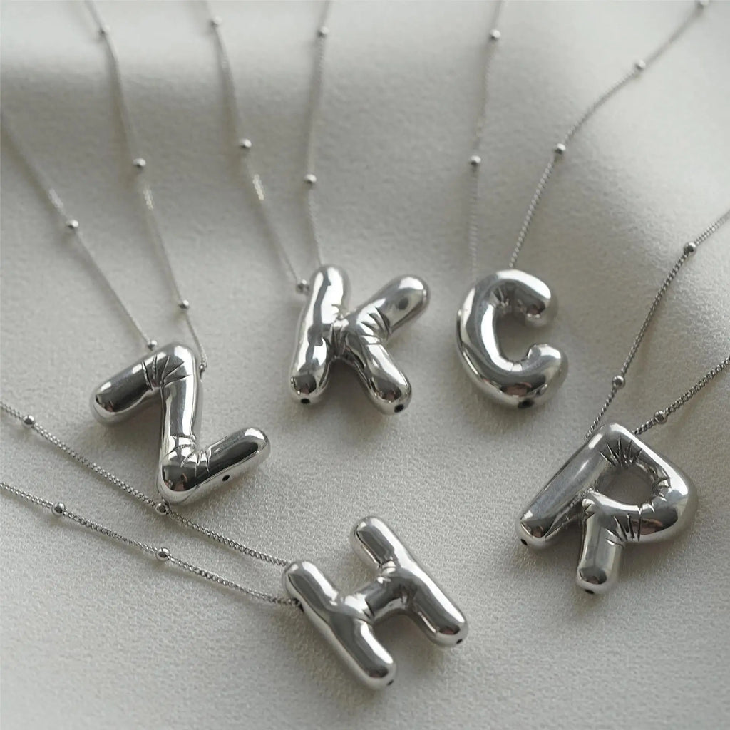 Bubble Letter Initial Necklace