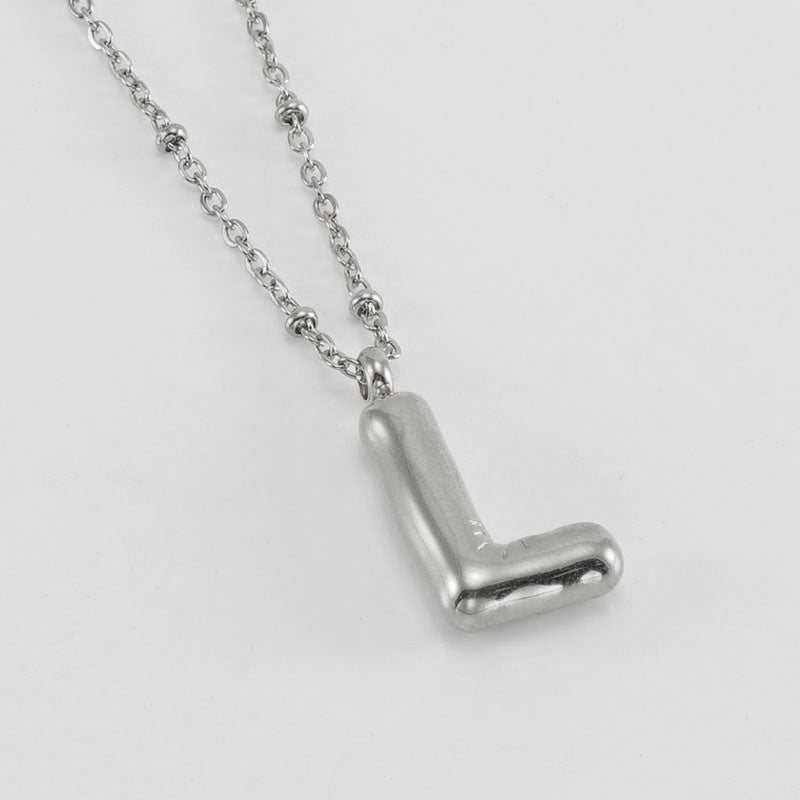 Bubble Letter Initial Necklace