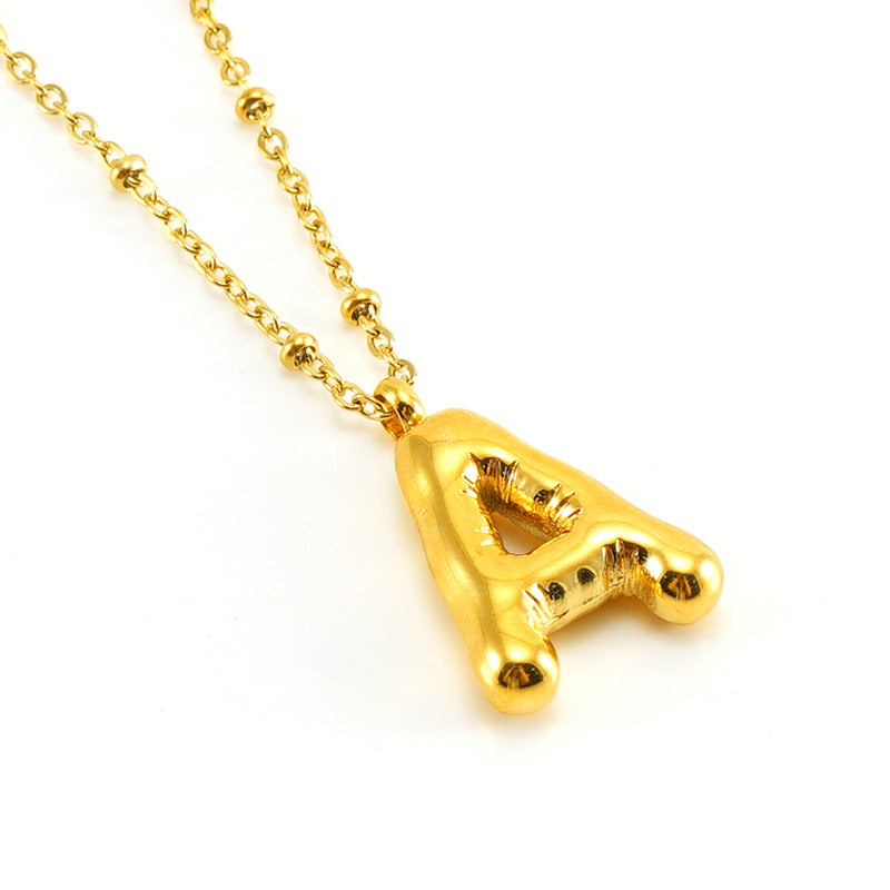 Bubble Letter Initial Necklace