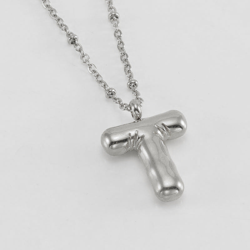Bubble Letter Initial Necklace