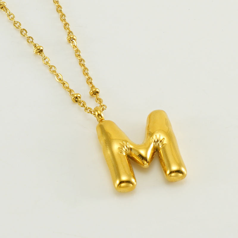 Bubble Letter Initial Necklace