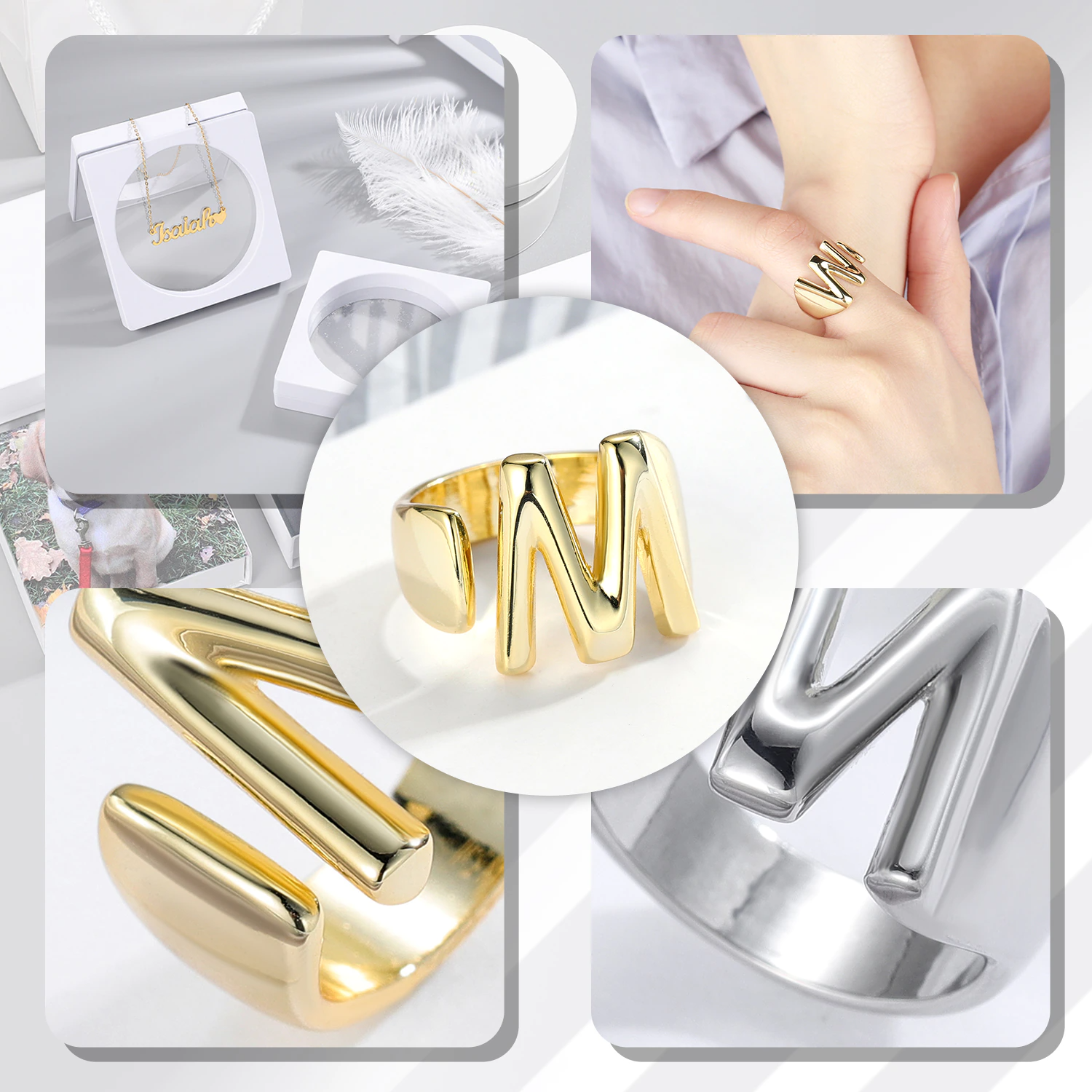 Chunky Initial Ring (adjustable size)